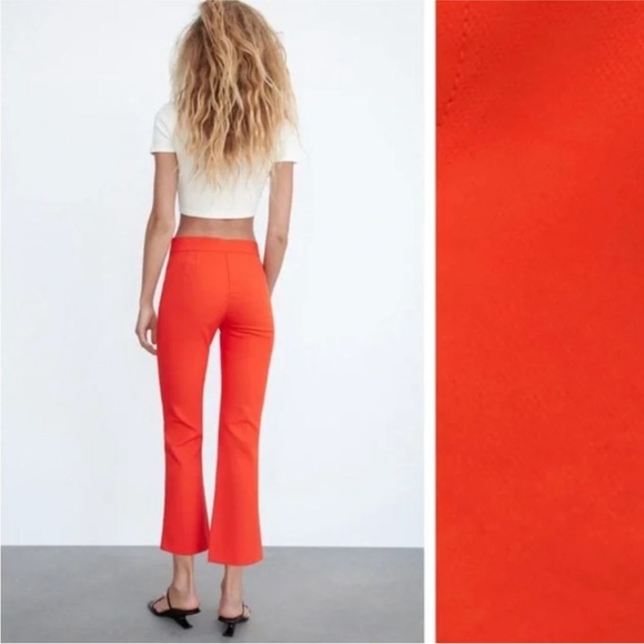 Zara MINI FLARE PANTS Intense coral / Orange - Picture 2 of 7